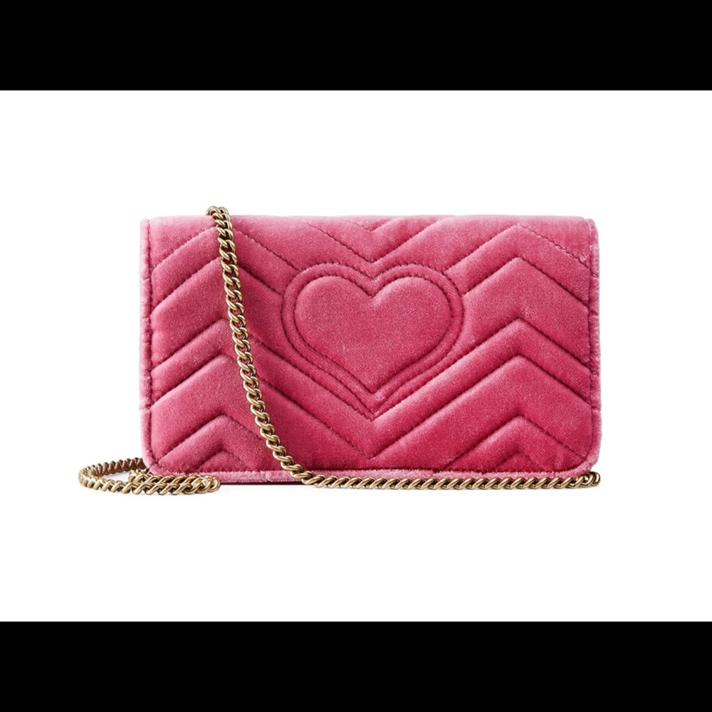 TWICE HOST PICK🥰❤️🥰Gucci Marmont Velvet Love Mini Shoulder Bag Pink - Picture 3 of 10